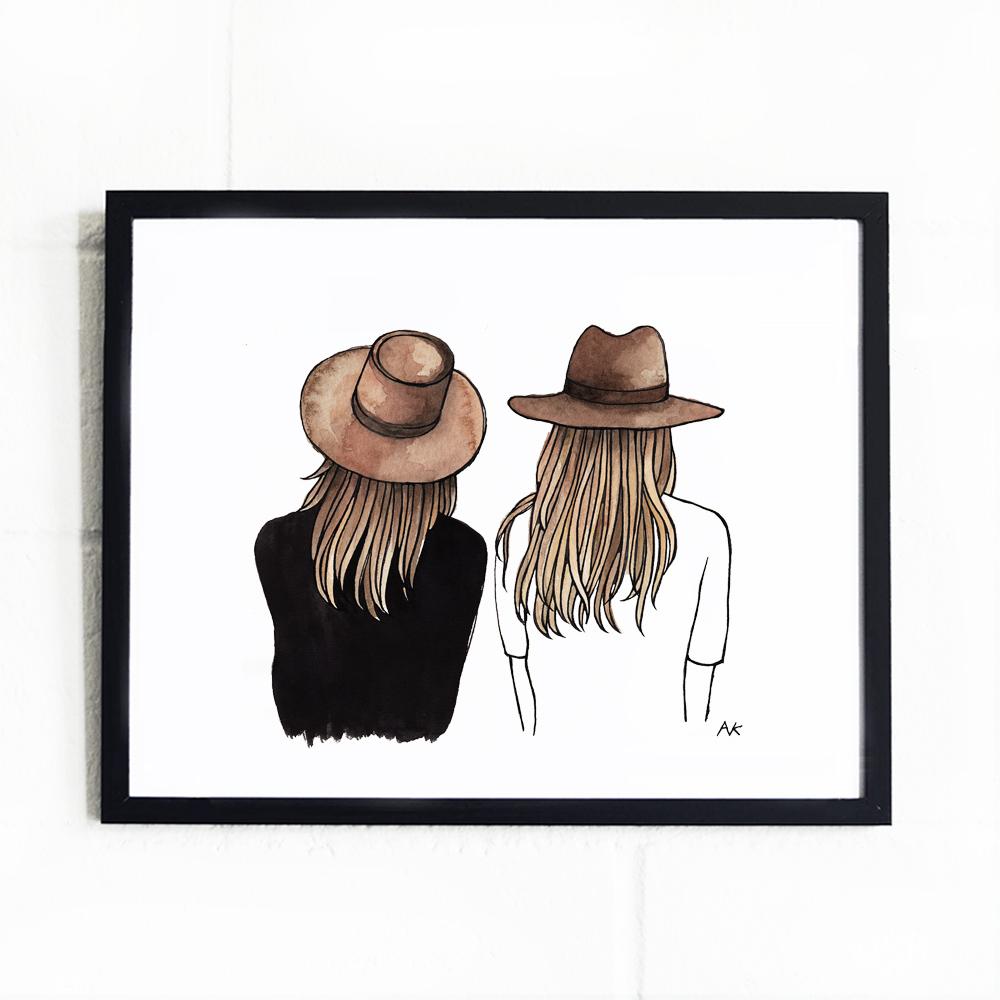 Minimalist Style Girls Art Print