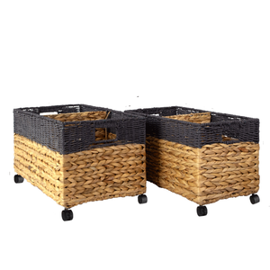 Woven Storage Baskets on wheels (Set 2)  Under Counter & Under Desk S –  Voorvet
